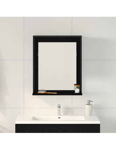 Specchio con lo scaffale Rovere nero 50 x 12 x 60 cm