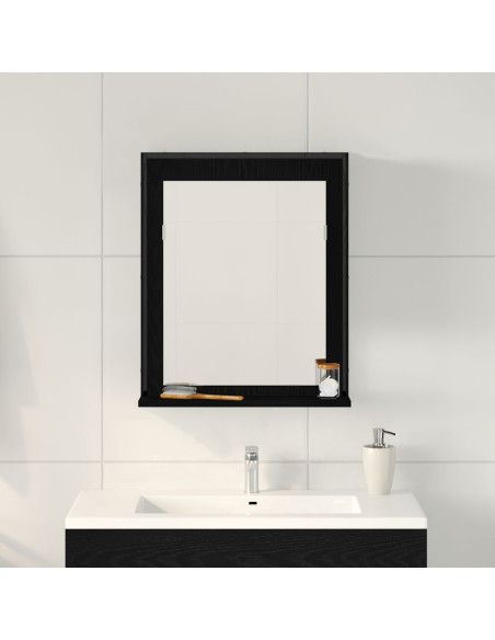 Specchio con lo scaffale Rovere nero 50 x 12 x 60 cm