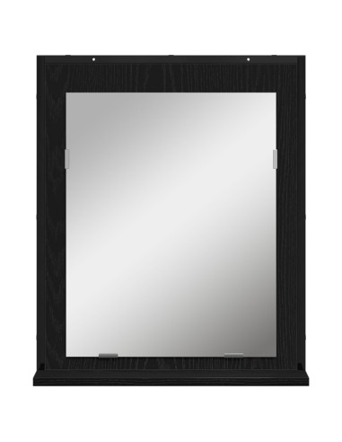Specchio con lo scaffale Rovere nero 50 x 12 x 60 cm