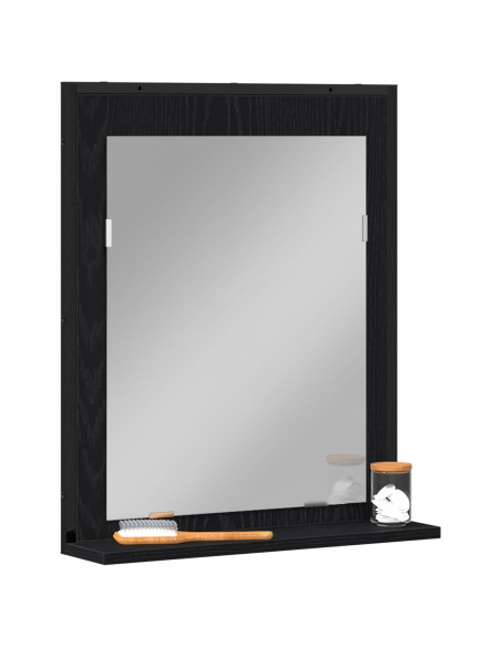 Specchio da bagno  Nero Rovere 50x12x60 cm Legno ingegnerizzato