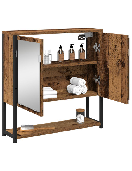 Mobiletto per specchio con porta Legno vecchio 60 x 16 x 60 cm