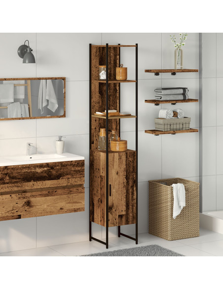 Mobile da Bagno in Legno Vecchio 33x33x185,5 cm Legno Ingenerizzato