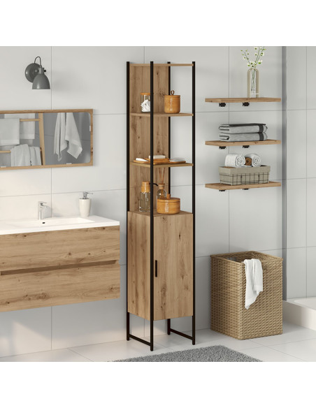 Mobile da Bagno con porta rovere artigianale 33 x 33 x 185,5 cm
