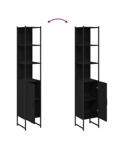 Mobile da Bagno con lo scaffale Rovere nero 33 x 33 x 185,5 cm