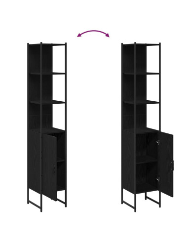 Mobile da Bagno con lo scaffale Rovere nero 33 x 33 x 185,5 cm