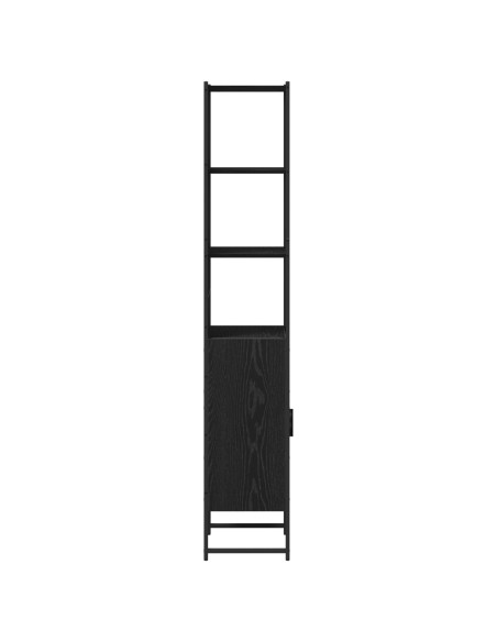 Armadio da Bagno  Nero Rovere 33x33x185,5 cm in Legno Ingegnerizzato