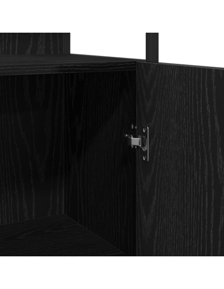 Armadio da Bagno  Nero Rovere 33x33x185,5 cm in Legno Ingegnerizzato