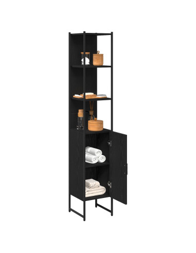 Mobile da Bagno con lo scaffale Rovere nero 33 x 33 x 185,5 cm