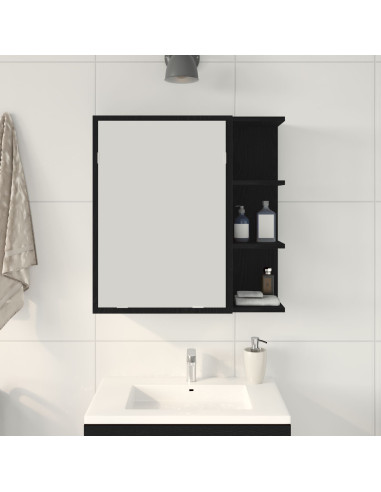Mobiletto per specchio da bagno Rovere Nero 62,5 x 20,5 x 64 cm