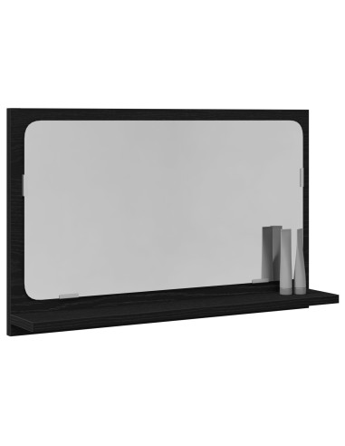 Mensola Specchio con lo scaffale Rovere Nero 60 x 10,5 x 37 cm