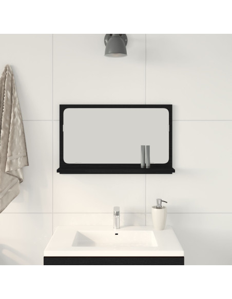 Mensola Specchio con lo scaffale Rovere Nero 60 x 10,5 x 37 cm