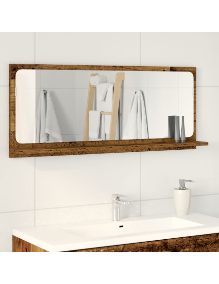 Mensola Specchio con specchio Legno vecchio 90 x 10,5 x 37 cm