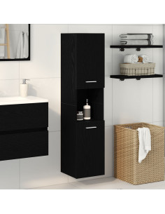 Mobile da Bagno Rovere Nero 30 x 30 x 130 cm Legno multistrato