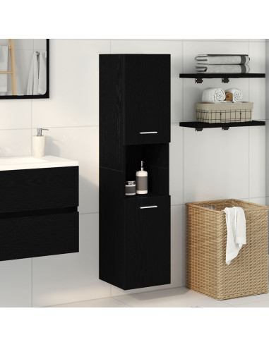 Mobile da Bagno Rovere Nero 30 x 30 x 130 cm Legno multistrato