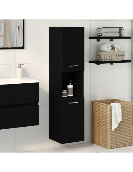 Mobile da Bagno Rovere Nero 30 x 30 x 130 cm Legno multistrato