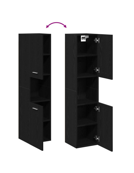 Armadio da bagno  in rovere nero 30x30x130 cm in legno ingegnerizzato