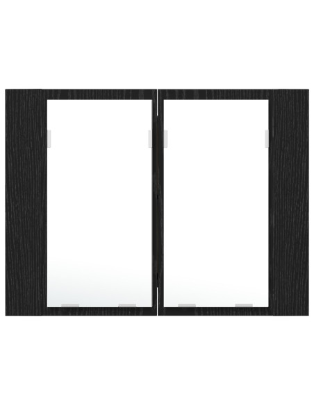 Armadio da bagno LED  Nero Rovere 60x12x45 cm in legno ingegnerizzato