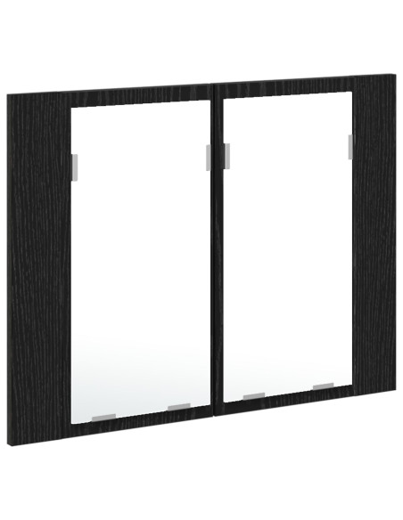 Armadio da bagno LED  Nero Rovere 60x12x45 cm in legno ingegnerizzato