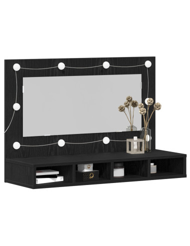 Mobiletto per specchio Rovere Nero 90 x 31,5 x 62 cm