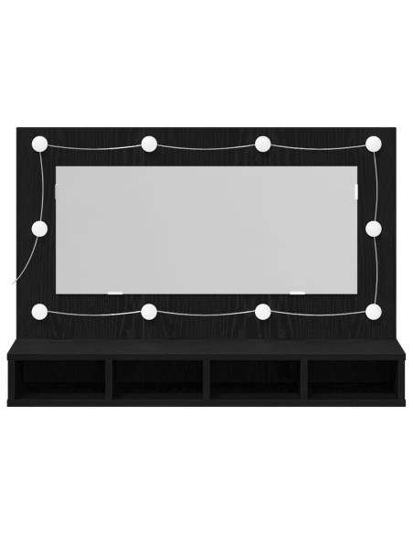 Armadio Specchio LED  in Rovere Nero - 90x31,5x62 cm