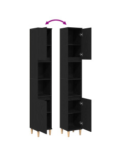 Mobile da Bagno Rovere Nero 30 x 30 x 190 cm Legno multistrato 2