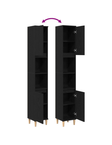 Mobile da Bagno Rovere Nero 30 x 30 x 190 cm Legno multistrato