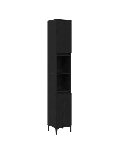 Mobile da Bagno Rovere Nero 30 x 30 x 190 cm Legno multistrato