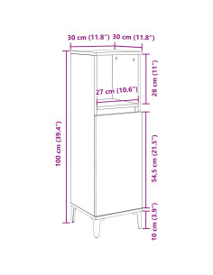 Mobile da Bagno Rovere Nero 30 x 30 x 100 cm Legno multistrato