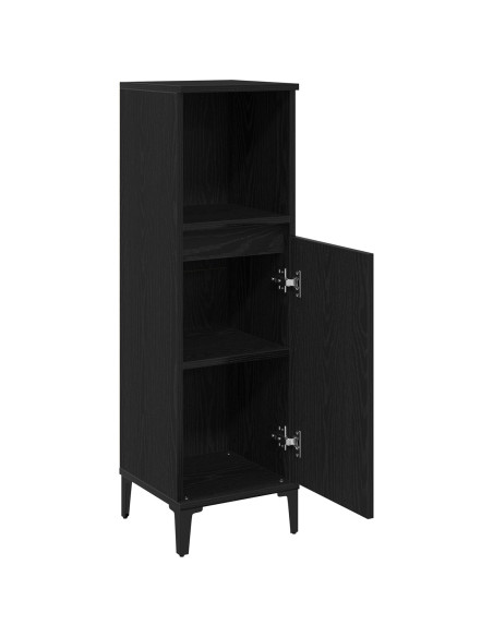 Mobile da Bagno  Nero Rovere 30x30x100 cm Legno ingegnerizzato