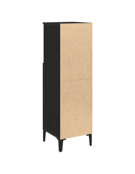 Mobile da Bagno  Nero Rovere 30x30x100 cm Legno ingegnerizzato