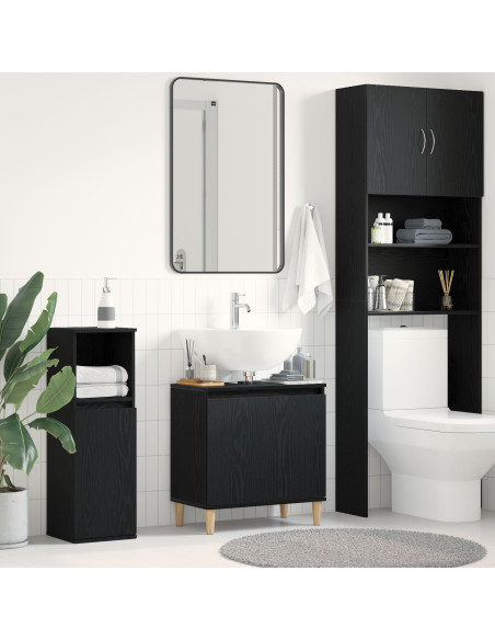 Mobile Lavabo Nero Rovere 58x33x60 cm Legno Ingegnerizzato