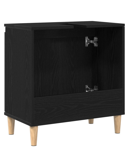 Armadio per Lavabo da Bagno Rovere Nero 58 x 33 x 60 cm