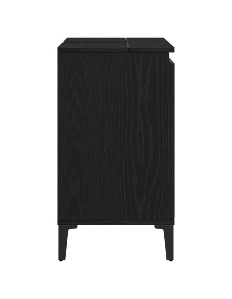 Mobile Lavabo  Nero Rovere 58x33x60 cm Legno Ingegnerizzato