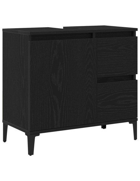 Mobile per Lavabo Nero Rovere 65x33x60 cm in Legno Compresso