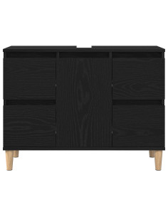 Armadio per Lavabo da Bagno Rovere Nero 80 x 33 x 60 cm