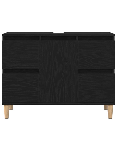 Armadio per Lavabo da Bagno Rovere Nero 80 x 33 x 60 cm