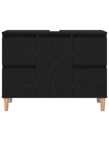 Armadio per Lavabo da Bagno Rovere Nero 80 x 33 x 60 cm