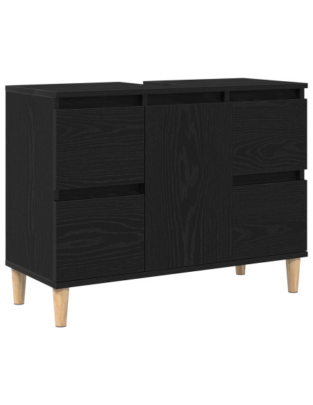 Mobiletto lavabo Rovere nero 80x33x60 cm Legno ingegnerizzato