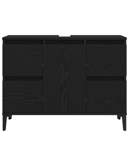 Armadio per Lavabo da Bagno Rovere Nero 80 x 33 x 60 cm