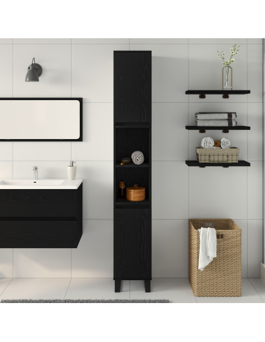 Mobile da Bagno Rovere Nero 30 x 30 x 190 cm Legno multistrato