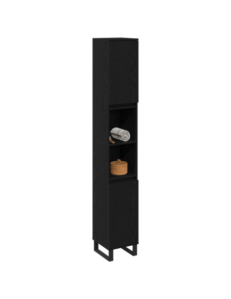 Mobile da bagno  Nero Rovere 30x30x190 cm Legno ingegnerizzato