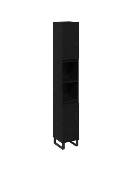 Mobile da Bagno Rovere Nero 30 x 30 x 190 cm Legno multistrato