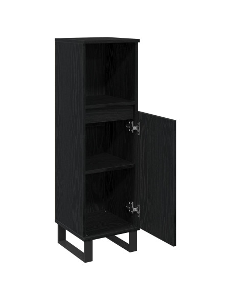 Mobile da bagno  Nero Rovere 30x30x100 cm Legno ingegnerizzato