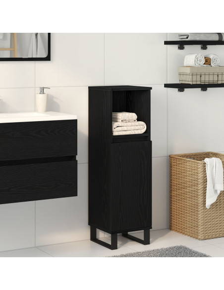 Mobile da bagno  Nero Rovere 30x30x100 cm Legno ingegnerizzato
