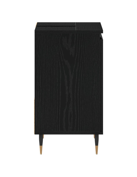 Mobile Bagno  Nero Rovere 65x33x60 cm Legno ingegnerizzato