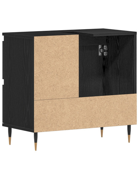 Mobile Bagno  Nero Rovere 65x33x60 cm Legno ingegnerizzato