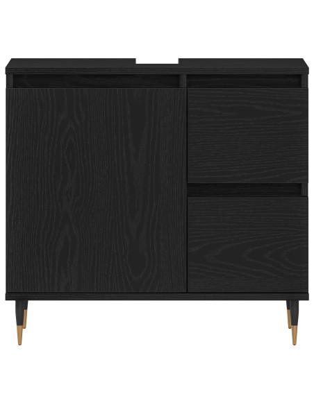 Mobile Bagno  Nero Rovere 65x33x60 cm Legno ingegnerizzato
