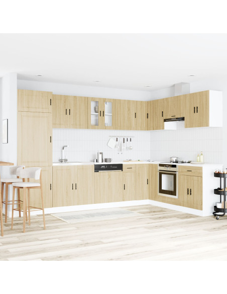 Base per lavabo  ""Porto"" con lavabo in rovere sonoma, 80x46x84,5 cm, in legno ingegnerizzato