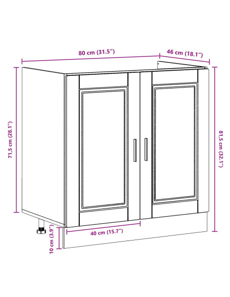 Mobiletto per lavello ""Porto"" con lavello Grigio cemento 80x46x84,5 cm Legno ingegnerizzato