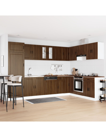 Mobile Base per Lavandino 'Porto' con Lavandino Rovere Marrone 80x46x84,5 cm Legno Ingegnerizzato